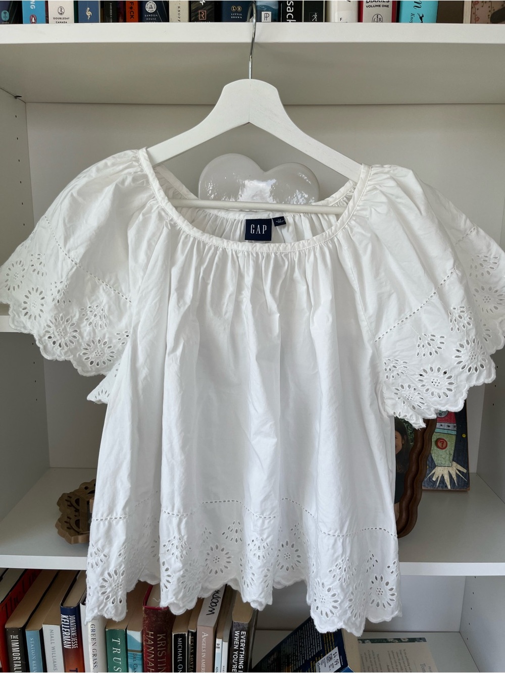 Short Sleeve Gap Blouse with Eyelet on arms and hem Size L